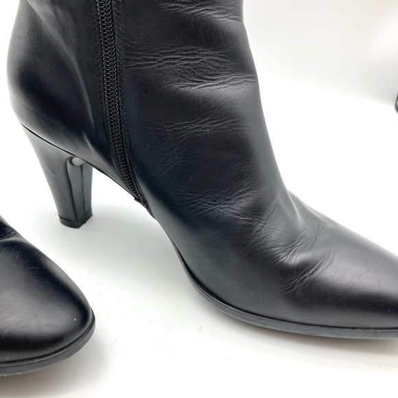 Aquatalia Black Leather Long Tall Heeled Boots - Picture 3 of 16